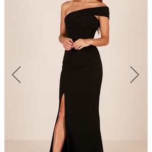 Off the shoulder long black dress